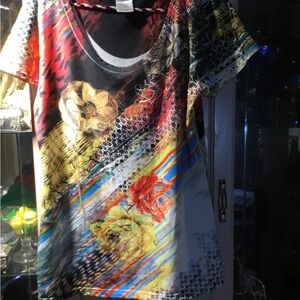 Edgy Black and Red Graphic Top